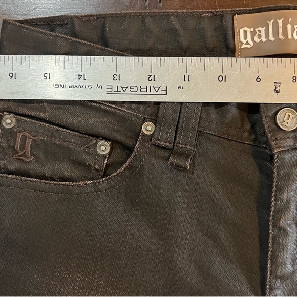 Galliano Jeans, Brown wet denim, new, super skinny Size 33/35 - Picture 6 of 10